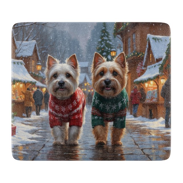 Cairn Terrier Dogs Christmas Snow Holiday  Schneidebrett (Vorderseite)