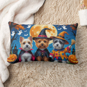 Cairn Terrier Dogs Pumpkin Halloween Funny Lendenkissen