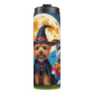 Cairn Terrier Dogs Pumpkin Halloween Funny Thermosbecher