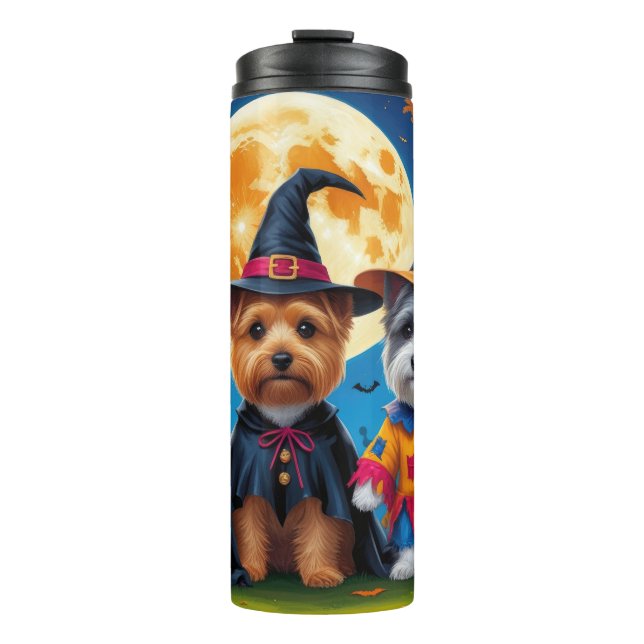 Cairn Terrier Dogs Pumpkin Halloween Funny Thermosbecher (Vorderseite)