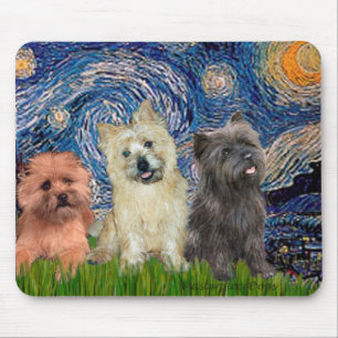 Cairn-Terrier (drei) - Sternennacht Mousepad