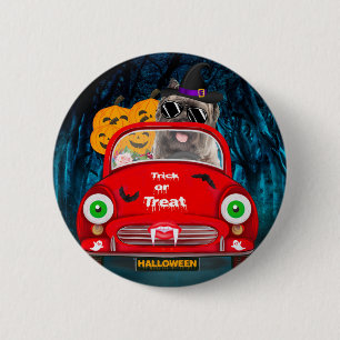 Cairn Terrier Driving Car Beängstigend Halloween Button