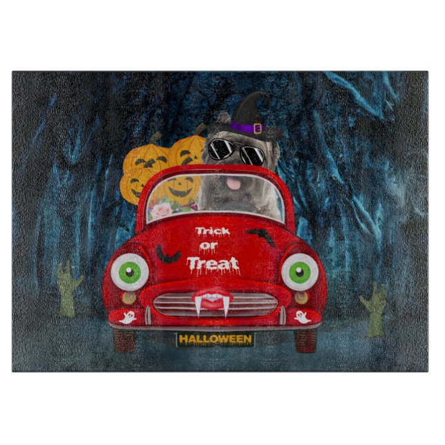 Cairn Terrier Driving Car Beängstigend Halloween Schneidebrett (Vorderseite)