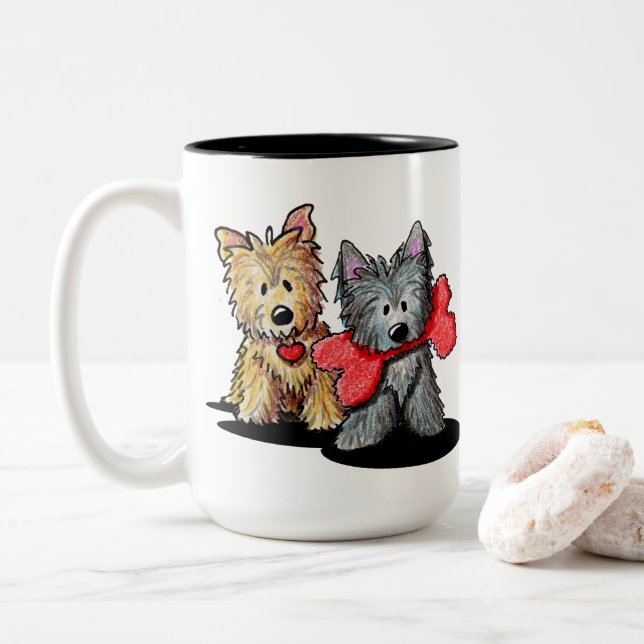 Cairn Terrier Duo Zwei-Tone-Tasse Zweifarbige Tasse (Mit Donut)