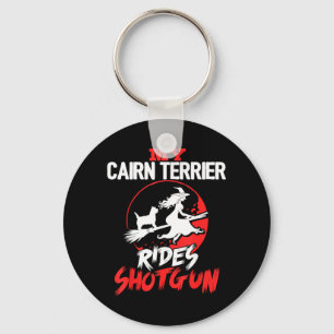 Cairn Terrier fährt Shotgun Halloween Hund Männer Schlüsselanhänger