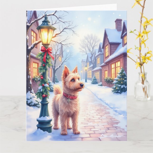 Cairn Terrier Festive Lamppost Village Christmas Karte (Gelbe Blume)