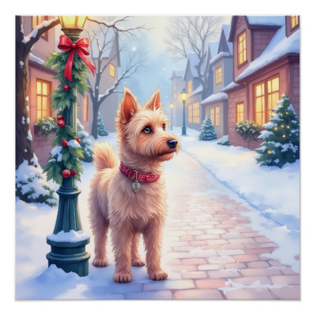 Cairn Terrier Festive Lamppost Village Christmas Poster (Vorderseite)