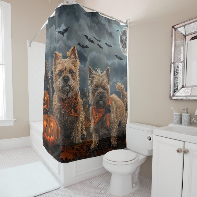 Cairn Terrier Halloween Spooky Duschvorhang (Beispiel)