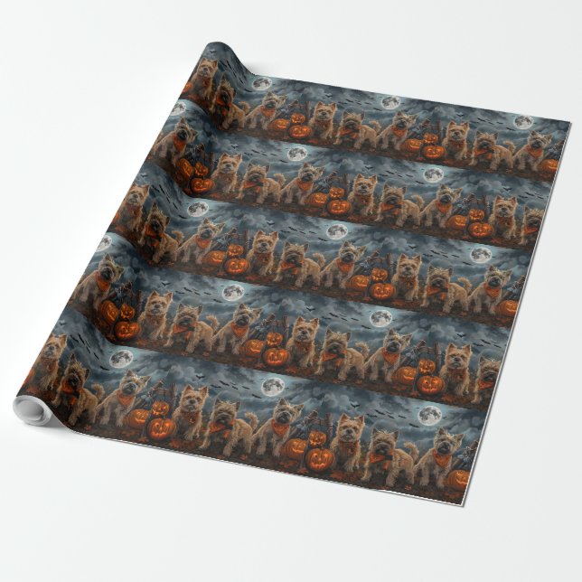 Cairn Terrier Halloween Spooky Geschenkpapier (Ungerollt)