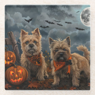 Cairn Terrier Halloween Spooky Glasuntersetzer