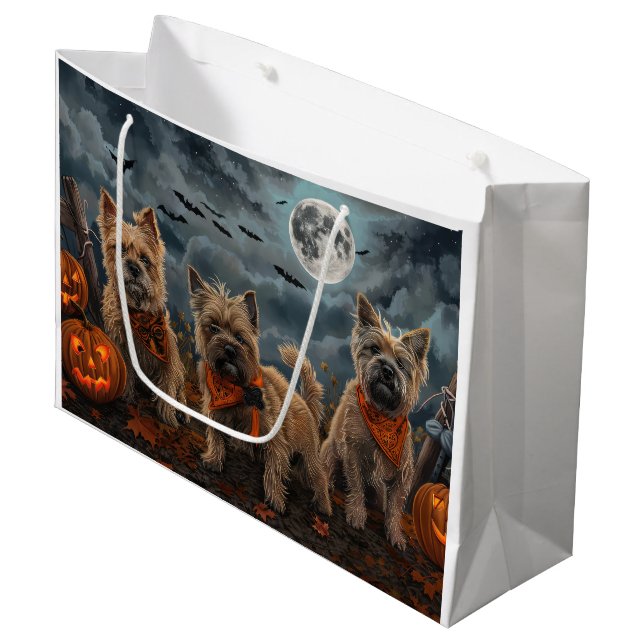 Cairn Terrier Halloween Spooky Große Geschenktüte (Vorderseite Schrägansicht)