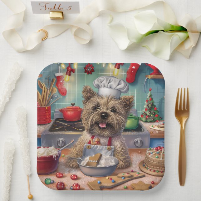 Cairn Terrier Holiday Baking: Feierliche Weihnacht Pappteller (Hochzeit)