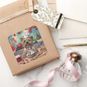 Cairn Terrier Holiday Baking: Feierliche Weihnacht Quadratischer Aufkleber
