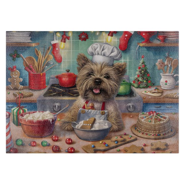 Cairn Terrier Holiday Baking: Feierliche Weihnacht Schneidebrett (Vorderseite)