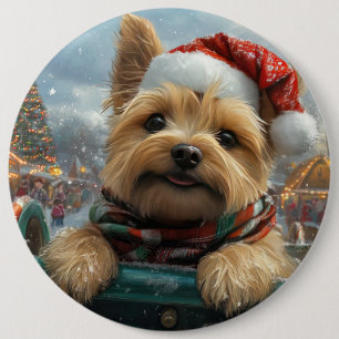 Cairn Terrier Hund Achterbahn Weihnachten Button