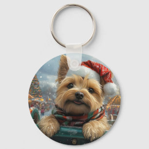 Cairn Terrier Hund Achterbahn Weihnachten Schlüsselanhänger