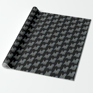 Cairn Terrier Hund Gelb- und Schwarz-Gitter-Linie Geschenkpapier