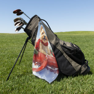 Cairn Terrier Hund im Schlitten Lass es schneien W Golfhandtuch