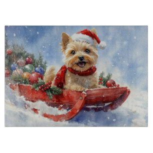 Cairn Terrier Hund im Schlitten Lass es schneien W Schneidebrett