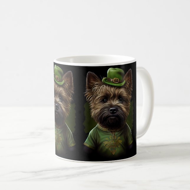 Cairn Terrier Hund in St. Patrick's Day Dress Kaffeetasse (VorderseiteRechts)