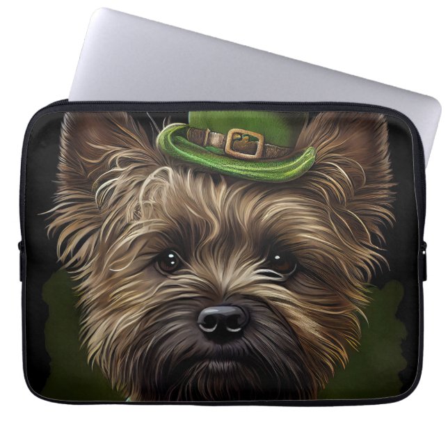 Cairn Terrier Hund in St. Patrick's Day Dress Laptopschutzhülle (Vorderseite)