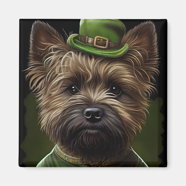 Cairn Terrier Hund in St. Patrick's Day Dress Magnet (Vorne)