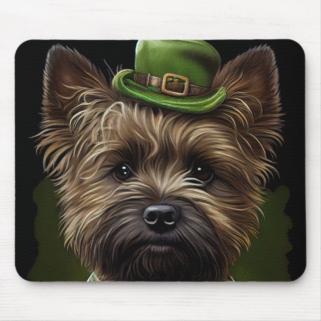 Cairn Terrier Hund in St. Patrick's Day Dress Mousepad (Vorne)