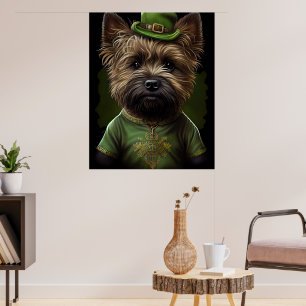 Cairn Terrier Hund in St. Patrick's Day Dress Poster