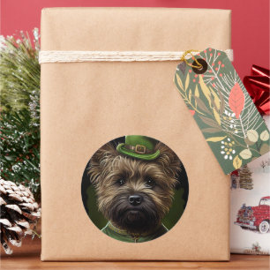 Cairn Terrier Hund in St. Patrick's Day Dress Runder Aufkleber