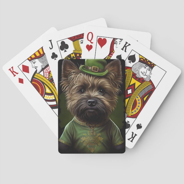 Cairn Terrier Hund in St. Patrick's Day Dress Spielkarten (Rückseite)