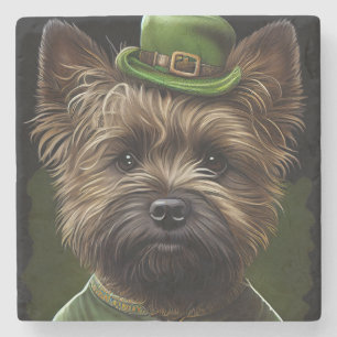 Cairn Terrier Hund in St. Patrick's Day Dress Steinuntersetzer
