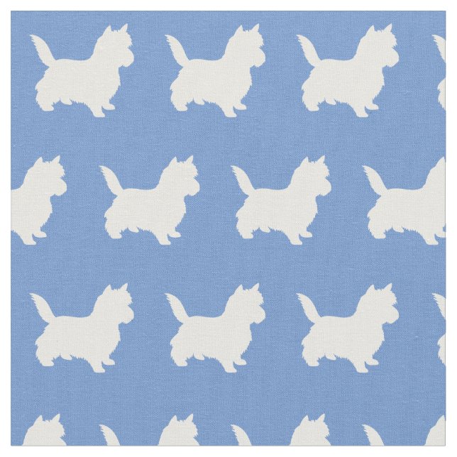 Cairn Terrier Hund Silhouette Pet Light Blue Stoff (Nahaufnahme)