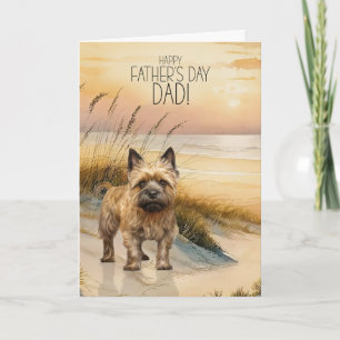 Cairn Terrier Hund Sonnenuntergang Strand Vatertag Feiertagskarte