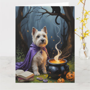 Cairn Terrier Hund Whimsical Halloween-Malerei Karte