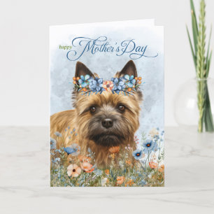 Cairn Terrier Hund Wildblumen Muttertag Feiertagskarte
