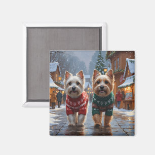 Cairn Terrier Hunde Weihnachten Schnee Feiertag Magnet