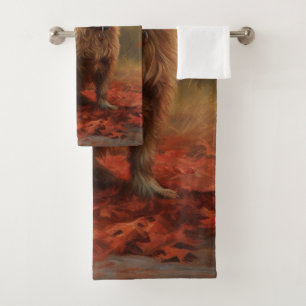 Cairn Terrier im Herbst Leaves Fall Inspiriert Badhandtuch Set