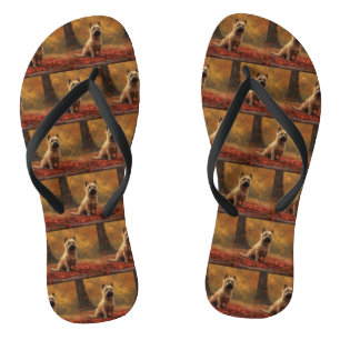 Cairn Terrier im Herbst Leaves Fall Inspiriert Flip Flops