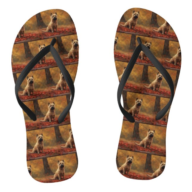 Cairn Terrier im Herbst Leaves Fall Inspiriert Flip Flops (Fußbett)