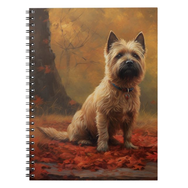 Cairn Terrier im Herbst Leaves Fall Inspiriert Notizblock (Vorderseite)
