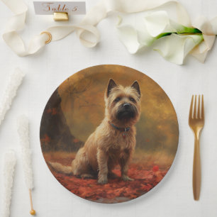 Cairn Terrier im Herbst Leaves Fall Inspiriert Pappteller
