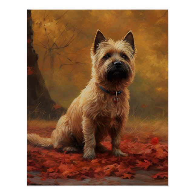 Cairn Terrier im Herbst Leaves Fall Inspiriert Poster (Vorderseite)