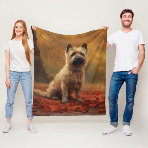 Cairn Terrier im Herbstlaub Fall Inspiriert Fleecedecke