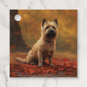 Cairn Terrier im Herbstlaub Fall Inspiriert Geschenkanhänger