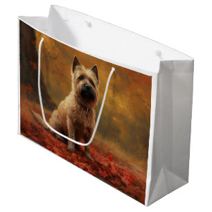 Cairn Terrier im Herbstlaub Fall Inspiriert Große Geschenktüte