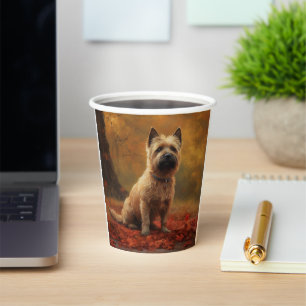 Cairn Terrier im Herbstlaubfall inspiriert Pappbecher
