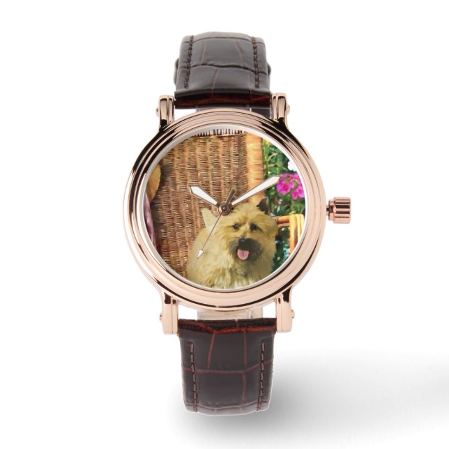 Cairn Terrier Kunstgeschenke Armbanduhr (Vorderseite)