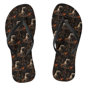 Cairn Terrier Kürbisse Halloween Gruselig Flip Flops