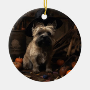 Cairn Terrier Kürbisse Halloween Gruselig Keramik Ornament