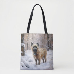 Cairn Terrier lässt es Weihnachten schnee